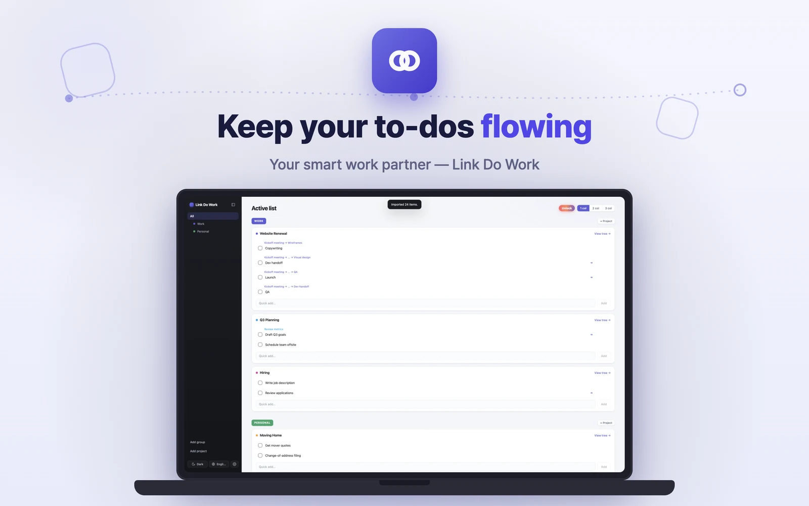 Link Do Work screenshot 3 - active list on Mac